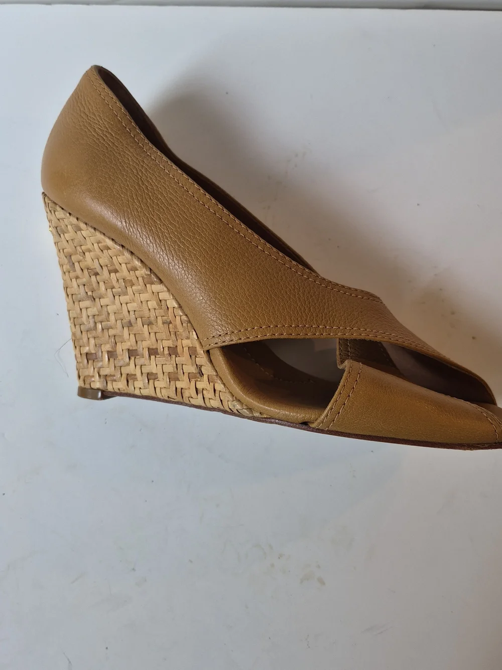 BCBGMaxAzria Tan Open-Toe Wedge Heels